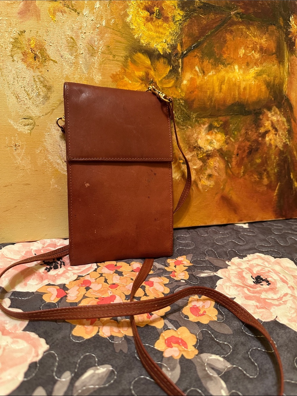 Brown Leather Crossbody Phone Bag